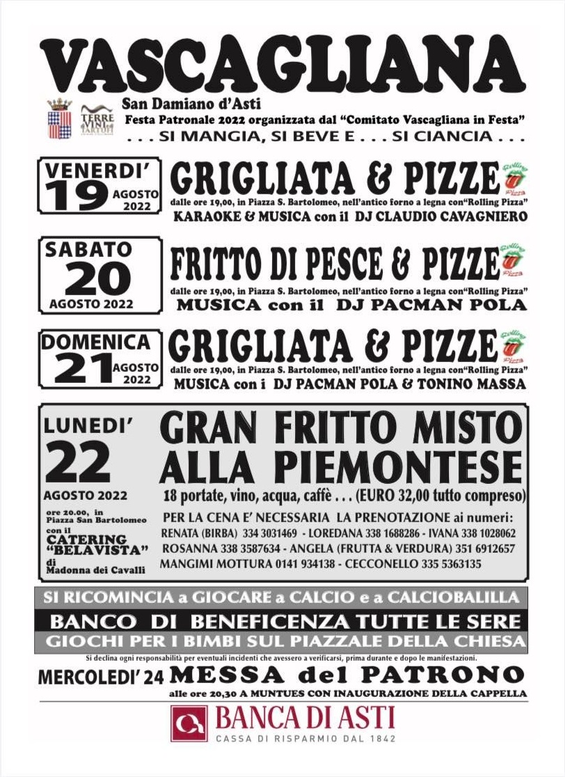San Damiano d'Asti | Festa patronale di Vascagliana (edizione 2022)